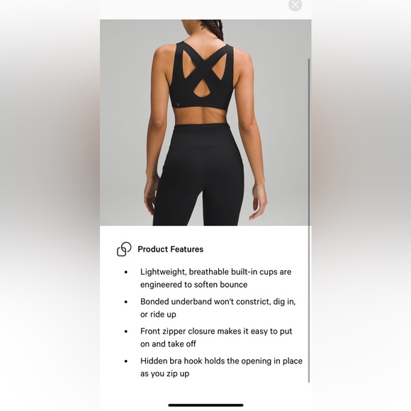 Lululemon Enlite Front-Zip Bra 36DD - Picture 7 of 12